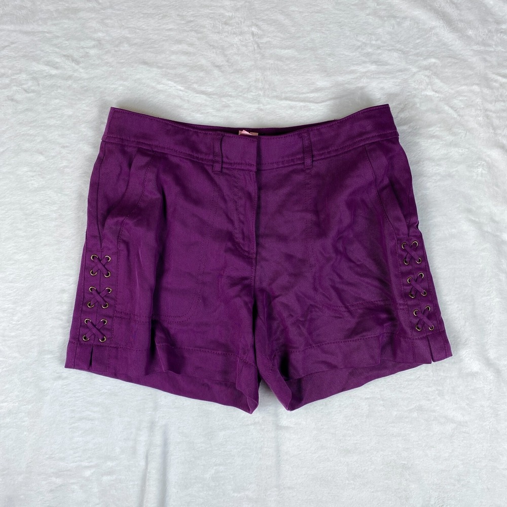 White House Black Market 5" Shorts Womens Purple Slash Pockets High Rise Outdoor